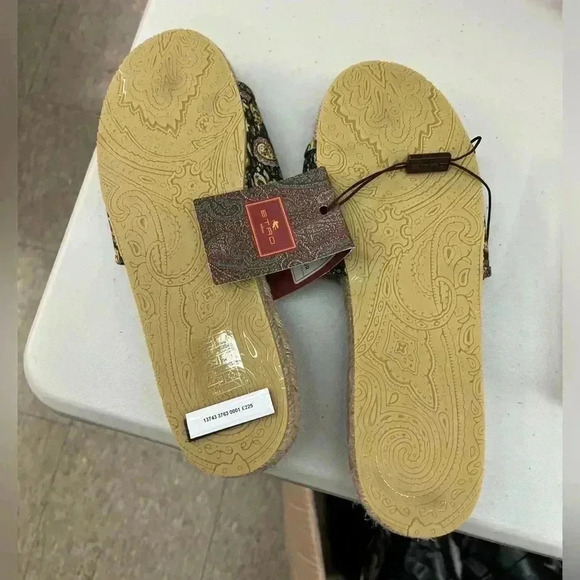 NWT Etro Canvas Floral Paisley Print Espadrilles Slides Black EU 38 US 7 1/2 - Picture 3 of 4